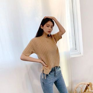 Short-Sleeve Cable Sweater | YesStyle Global