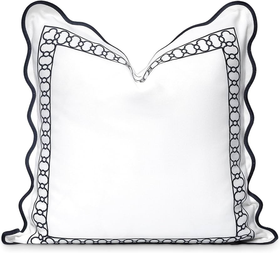 Hofdeco Premium Coastal Patio Indoor Outdoor Scalloped Throw Pillow Cover Only, 20"x20" Water Rep... | Amazon (US)