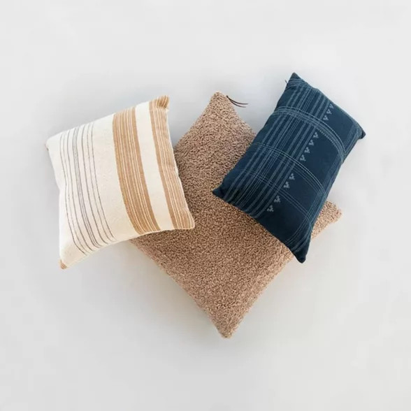 Woven Textured Striped Pillow Cream/Orange - Threshold™ | Target