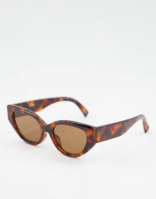 ASOS DESIGN cat eye sunglasses with bevel detail in brown tort - BROWN | ASOS (Global)