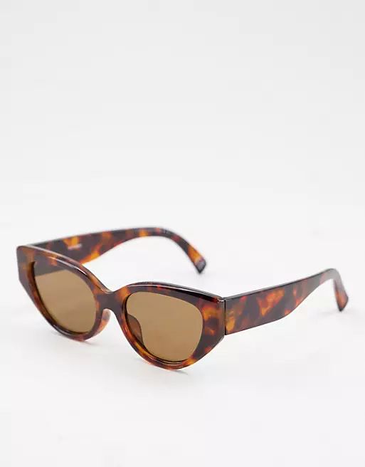 ASOS DESIGN cat eye sunglasses with bevel detail in brown tort - BROWN | ASOS (Global)