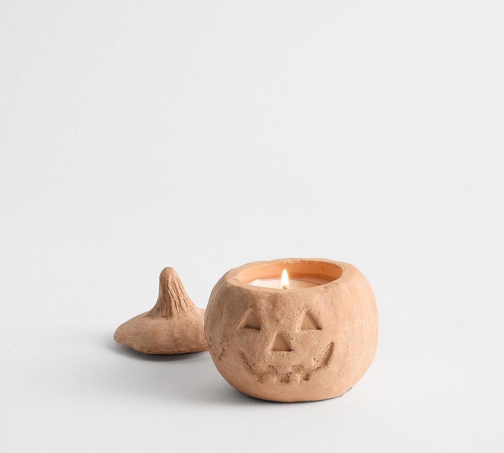 Terracotta Jack O'Lantern Candle - Autumn Amber | Pottery Barn (US)