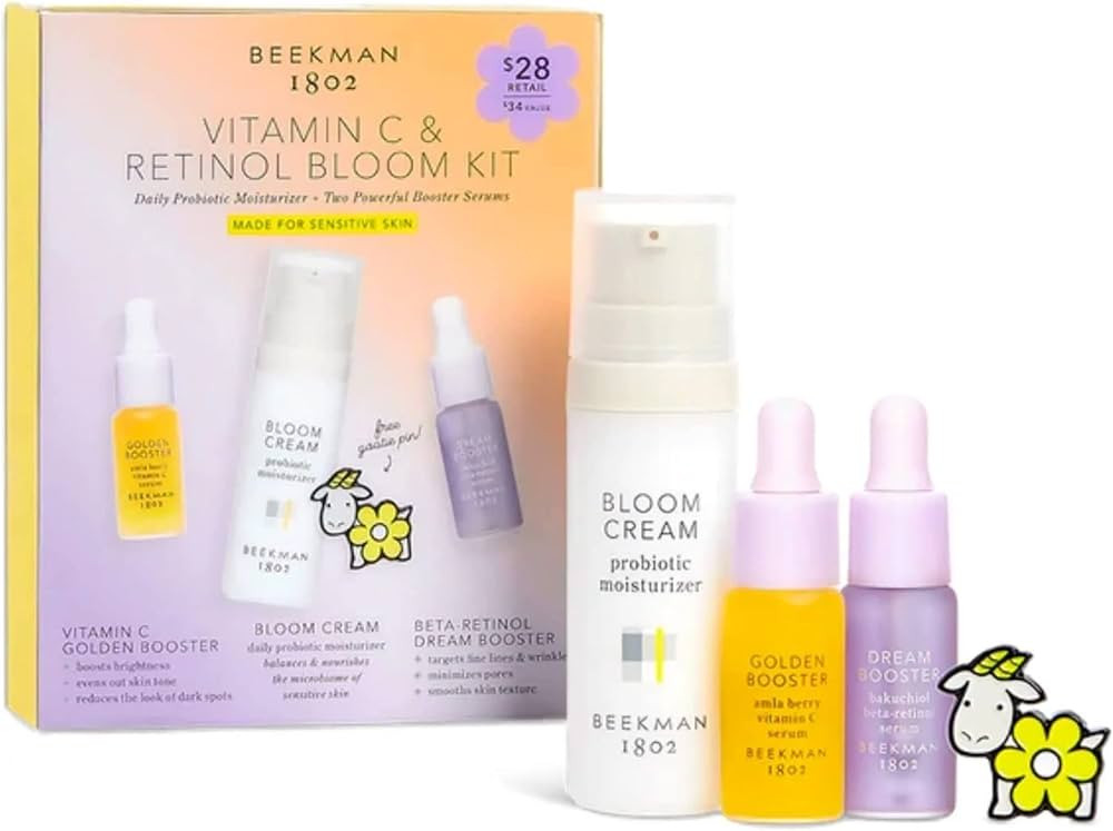 Beekman 1802 Vitamin C Retinol & Resurface Bloom Kit - Daily Moisturizer, Bakuchiol Serum, Golden... | Amazon (US)