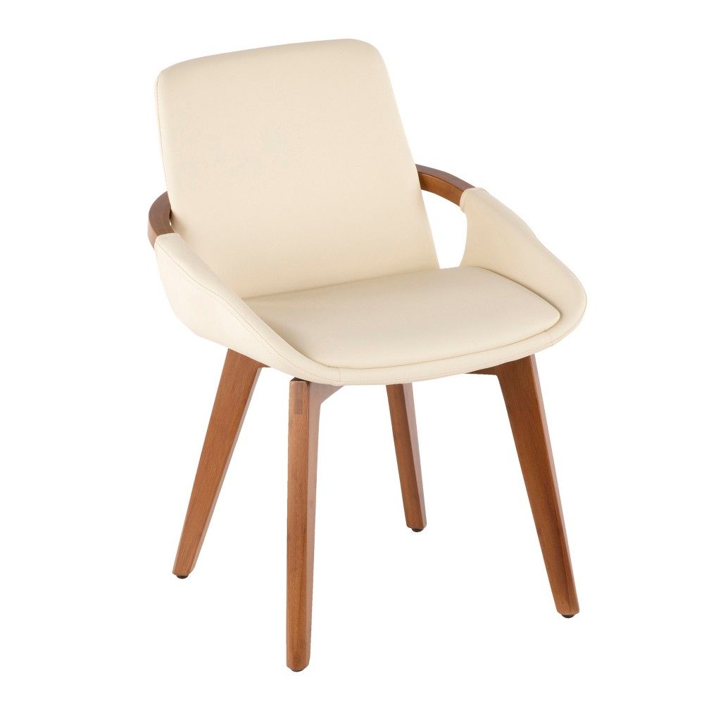 Cosmo Mid-Century Modern Chair Cream/Walnut - LumiSource | Target