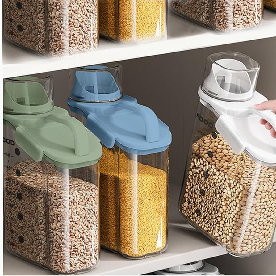 Cereal Containers Storage,2L Airtight Large Dry Food Storage Containers with Pouring Spout, Measu... | Amazon (US)