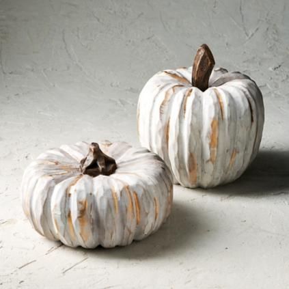 Whitewashed Wood Pumpkin | Frontgate