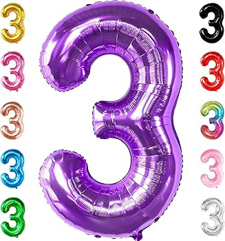 KatchOn, Giant Purple Number 3 Balloon - 40 Inch | 3 Balloon Purple, Unicorn Birthday Decorations... | Amazon (US)