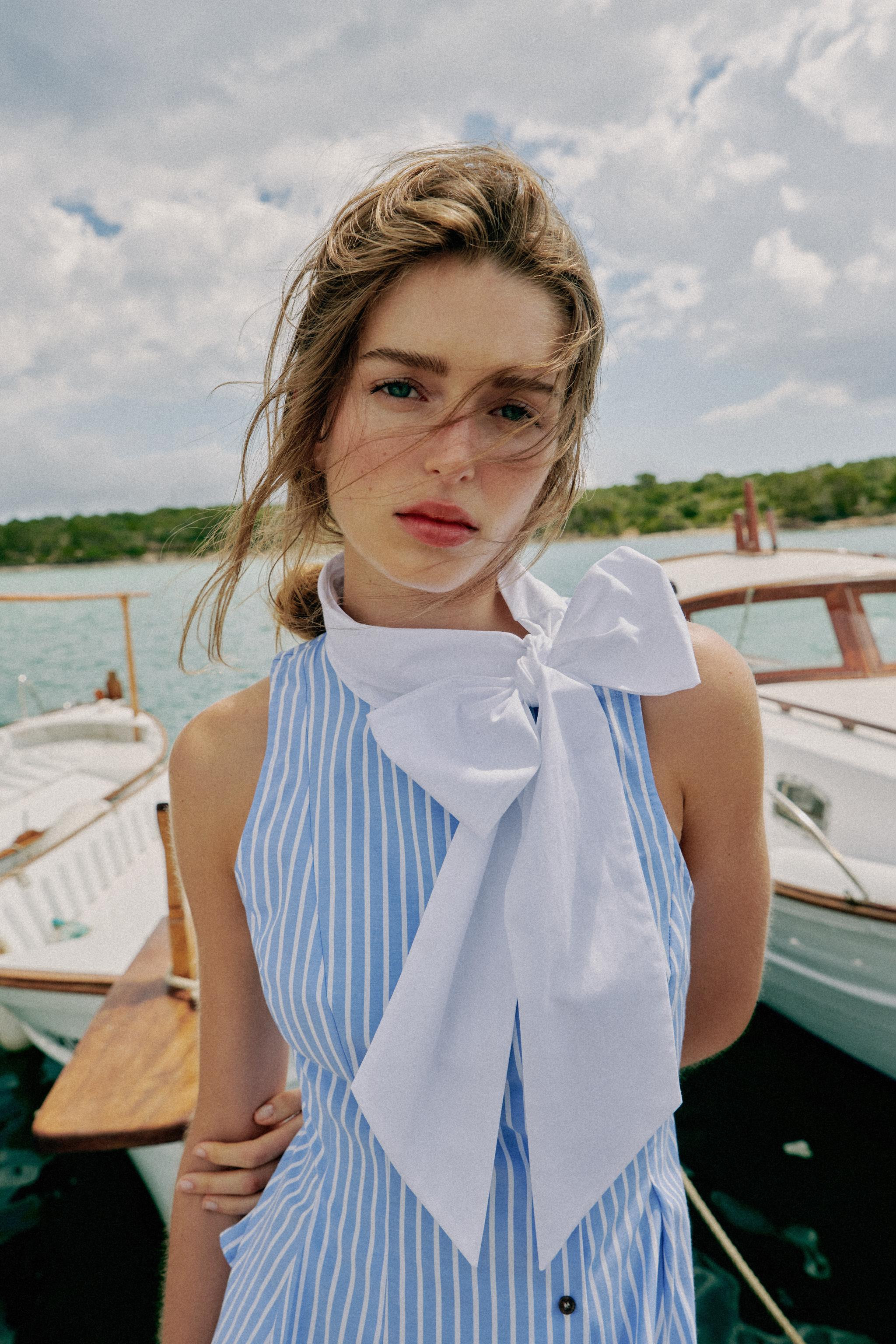 STRIPED SHIRT WITH BOW AND SLEEVELESS | Zara US