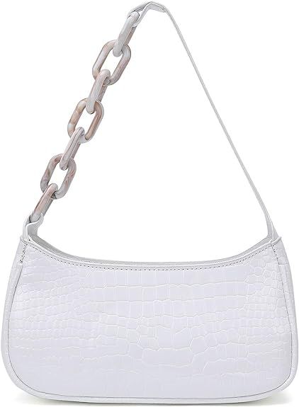 Stylish Small Shoulder bag Vegan Leather Crocodile Purse Classic Clutch Tote Handbag | Amazon (US)