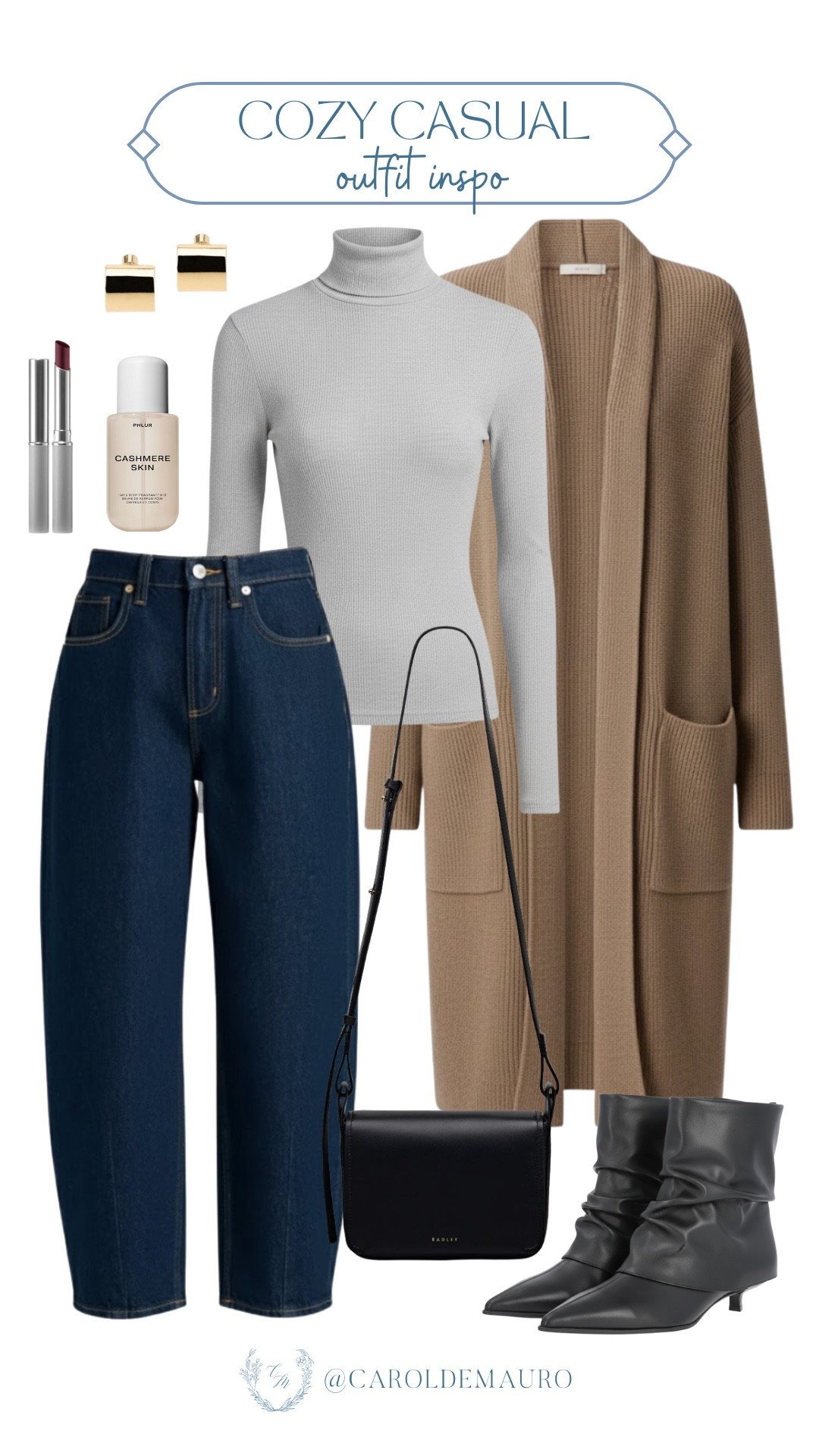 The cozy-chic uniform you need this winter! Love the combo of the barrel jeans, the sleek gray turtleneck, and that incredible long camel cardigan. This look is certainlycomfortable and stylish.

cozy casual, closet staples, outfit inspo, fall to winter, everyday wear, boots season, minimalist style, capsule wardrobe

#LTKFindsUnder100 #LTKSeasonal #LTKU