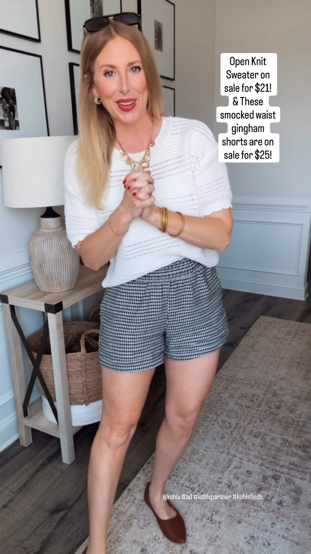 When the outfit is so good, you wear it twice in one week! Both of these pieces are on sale! This open knit sweater is $21 & the smocked waist gingham shorts are $25. 

@kohls #ad #kohlspartner #kohlsfinds

#LTKmomlife #LTKSaleAlert #LTKootd
