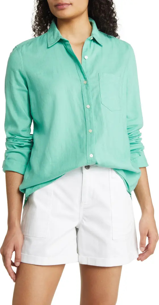 Casual Linen Blend Button-Up Shirt | Nordstrom