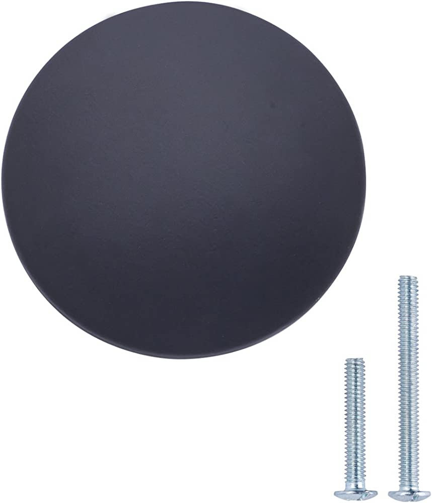 Amazon Basics Round Flat Cabinet Knob, 1.24-inch Diameter, Flat Black, 10-Pack | Amazon (US)