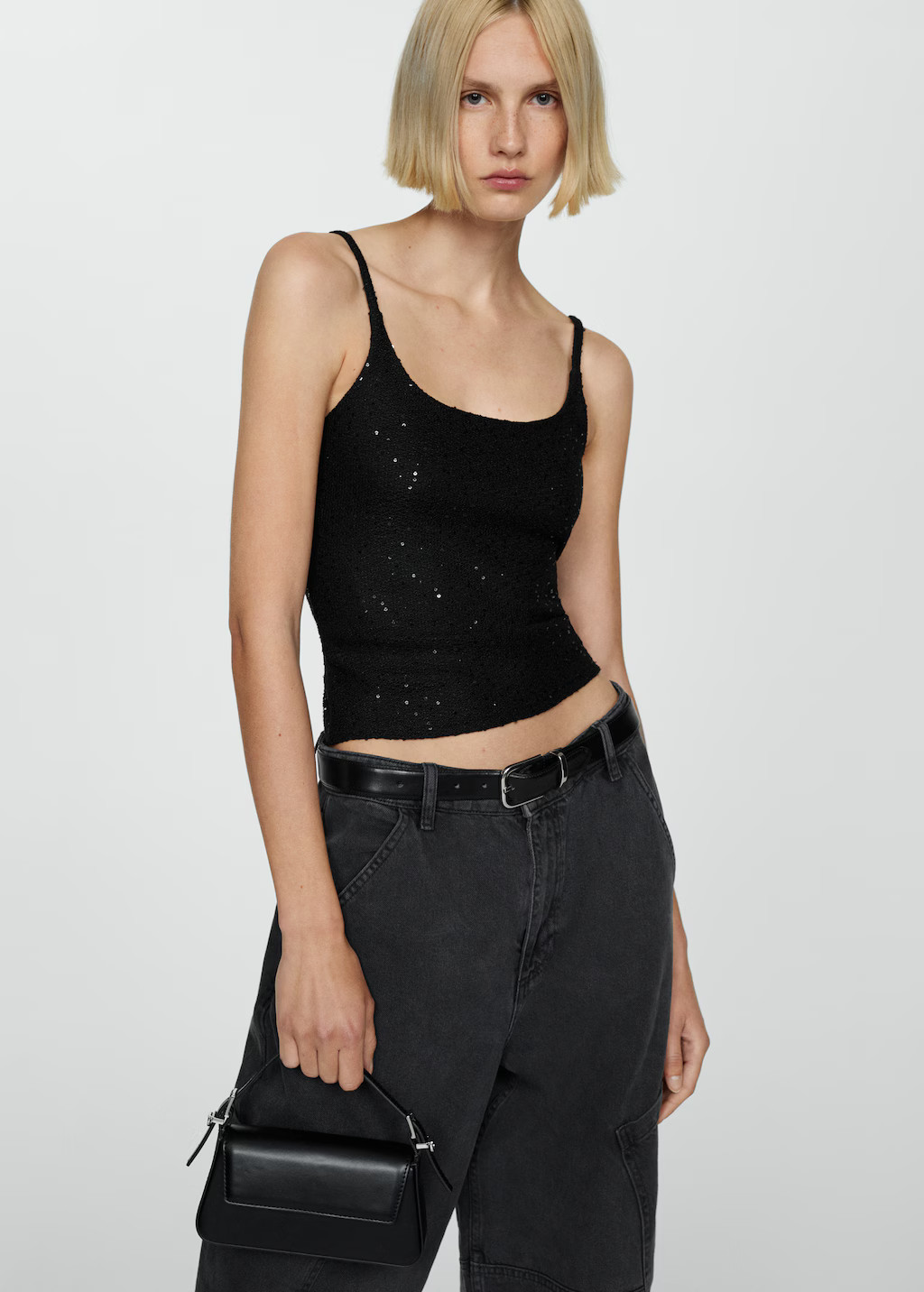 Sequined tank top - Women | MANGO United Kingdom | MANGO (UK)