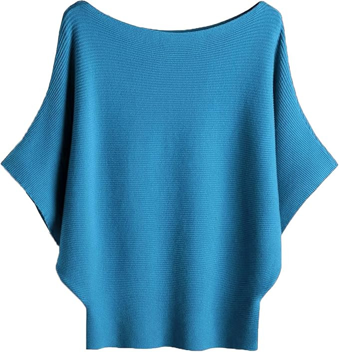 Ckikiou Soft Knitted Batwing Short Sleeve Sweater for Women Spring Fall Casual Flowy Boat Neck Do... | Amazon (US)