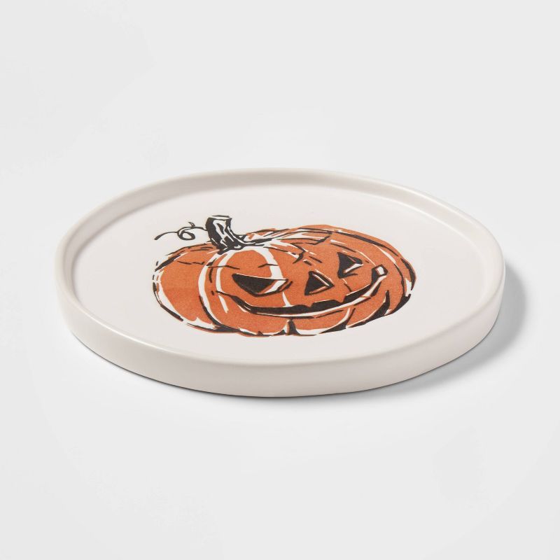 6&#34; Halloween Stoneware Jack-O-Lantern Appetizer Plate - Threshold&#8482; | Target