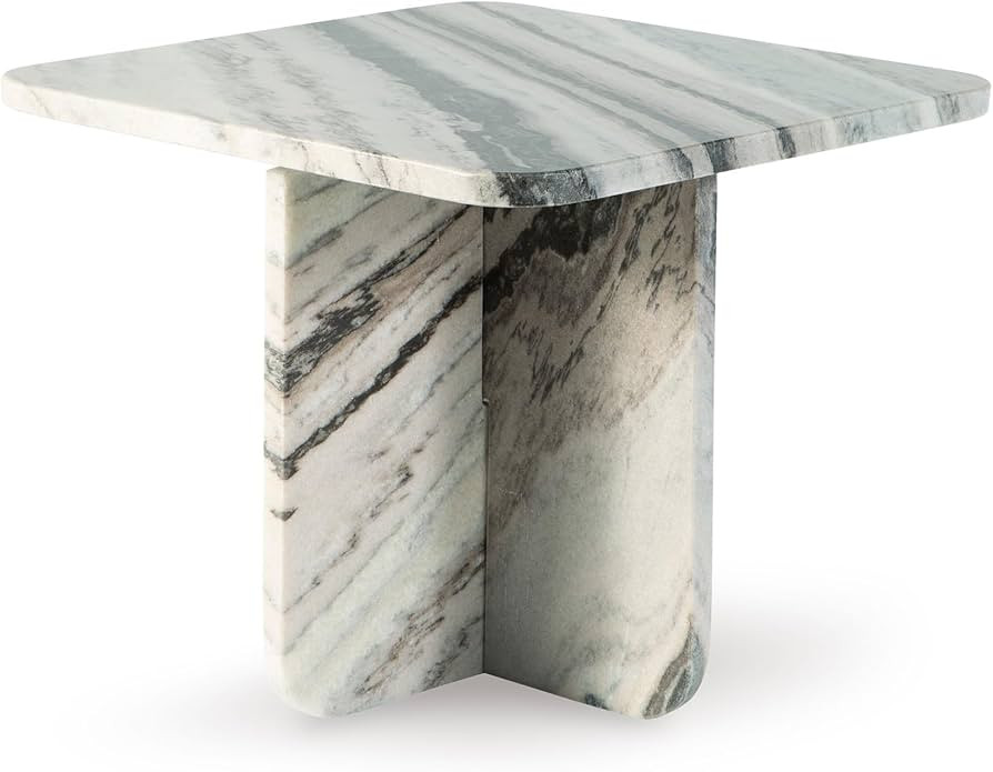 Signature Design by Ashley Baretton Contemporary Marble Accent Coffee Table with Cross Pedestal B... | Amazon (US)