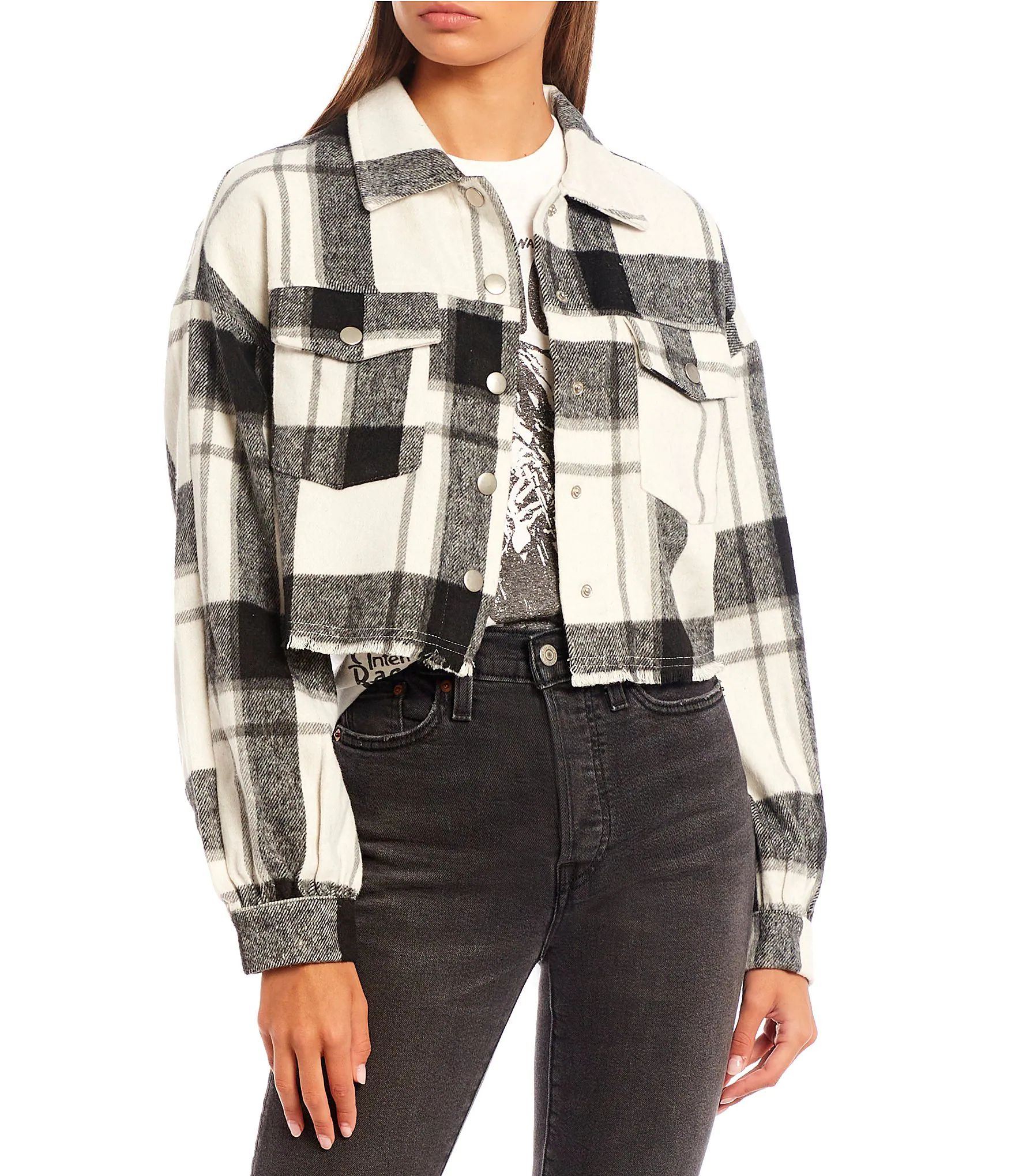 Cropped Plaid Shacket | Dillard's