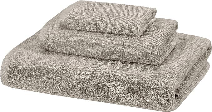Amazon Basics Quick-Dry Towels - 100% Cotton, 3-Piece Set, Platinum | Amazon (US)