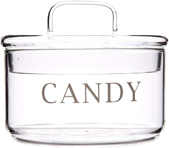 Glass Candy Jar with Lid, Elegant Sugar Bowl Decorative Cookie Dish Buffet Storage Container Clea... | Amazon (US)