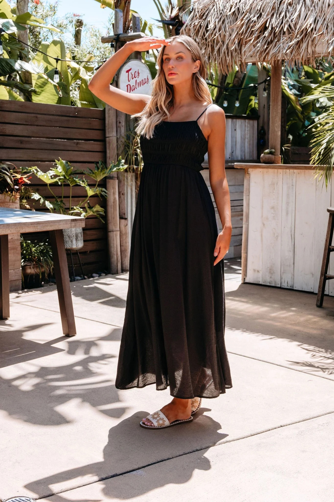 Moonlight Hour Black Ruched Maxi Dress | Magnolia Boutique