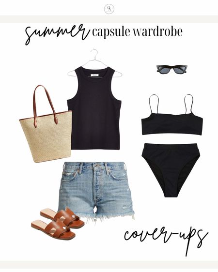 What to wear to the pool and beach this summer from the summer capsule wardrobe. This Amazon bikini is high waisted with moderate rear coverage and under $35 price point. You won’t believe how well it fits. Plus it comes in more colors! 

Love pairing this with my favorite denim shorts by agolde and a tank for an easy. Head to organize-Nashville.com for a look at the full summer capsule.
#resort #summer #vacation 

#LTKSeasonal