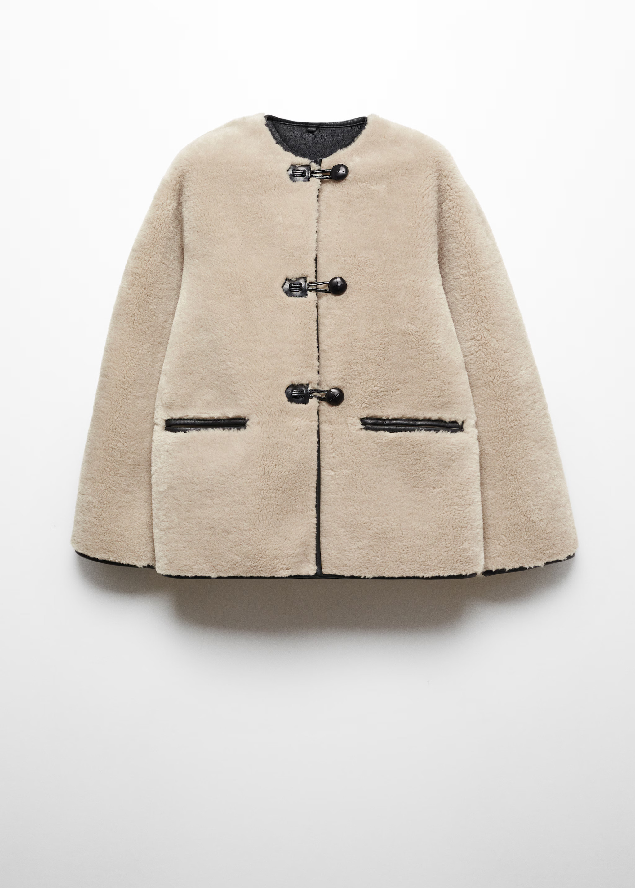 Fur-effect coat with appliqués - Women | MANGO USA | Mango (US/MX/AU)