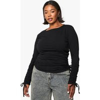 Womens Plus Ruched Sleeve And Body Long Sleeve Top - Black - 12 | boohoo (US & Canada)