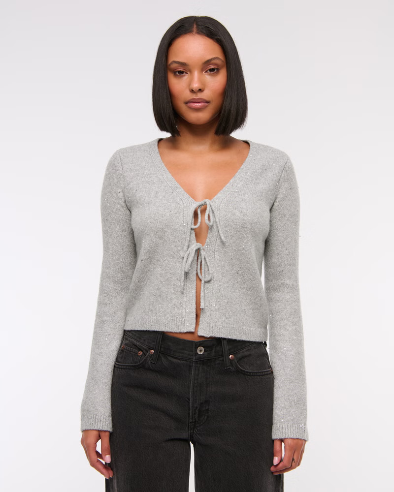 Lurex Tie-Front Cardigan | Abercrombie & Fitch (US)