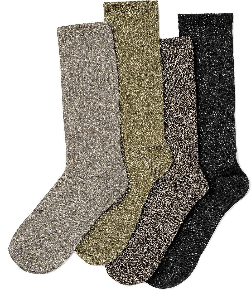 Amazon.com: Women's Shiny Pearl Socks Colorful Glitter Crew Socks (One Size fit : Regular, 6Pair-... | Amazon (US)