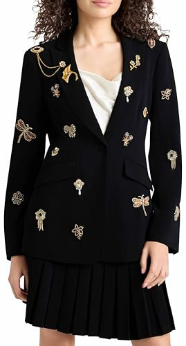 Cinq à Sept Women's Gold Brooches Cheyenne Blazer, Black, 6 | Amazon (US)
