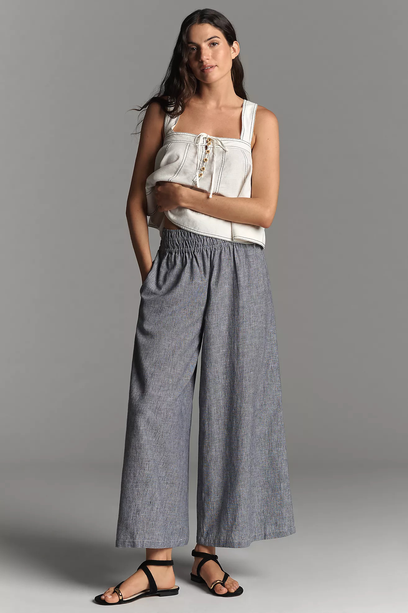 The Somerset Pull-On Pants: Striped Linen Blend Edition | Anthropologie (US)