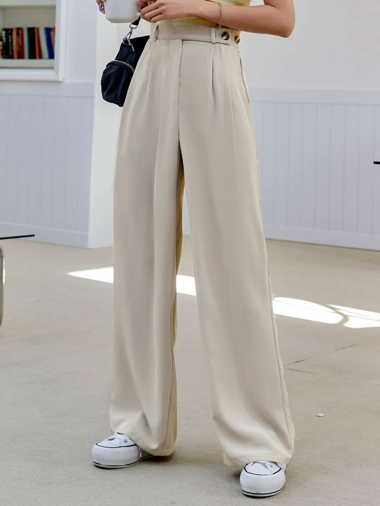 DAZY High Waist Plicated Detail Tailored Pants | SHEIN