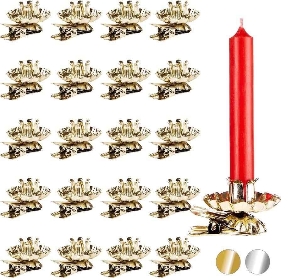 BRUBAKER 20 Pack Tree Candle Holders for Christmas Tree - Gold - Traditional Vintage Candle Holde... | Amazon (US)