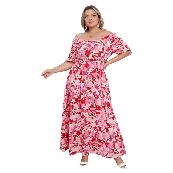 Women’s Plus Size Boho Floral Short Sleeve with High Waist Line 💖 | Poshmark