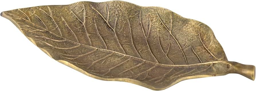 Cruiser’s Caché | 12” Decorative Serving Tray. Antique Gold Finish. 12" Embossed Leaf Shaped... | Amazon (US)