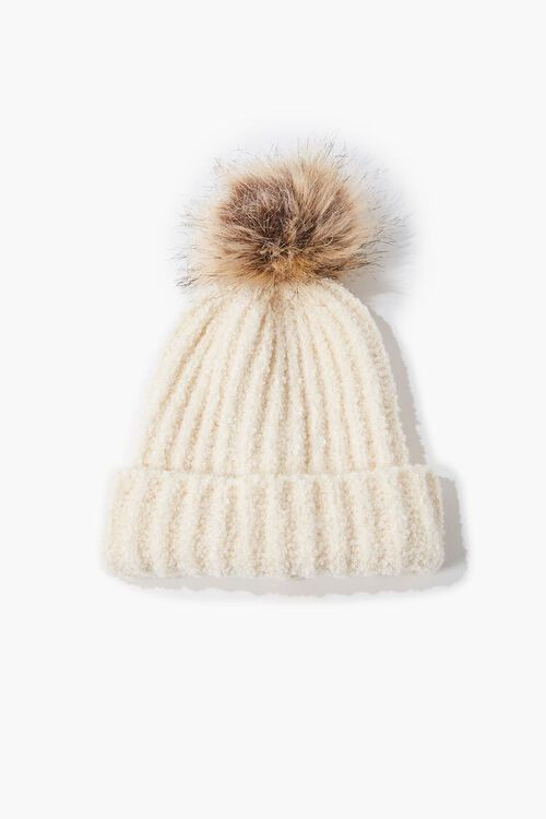 Fuzzy Ribbed Pom Pom Beanie | Forever 21 (US)