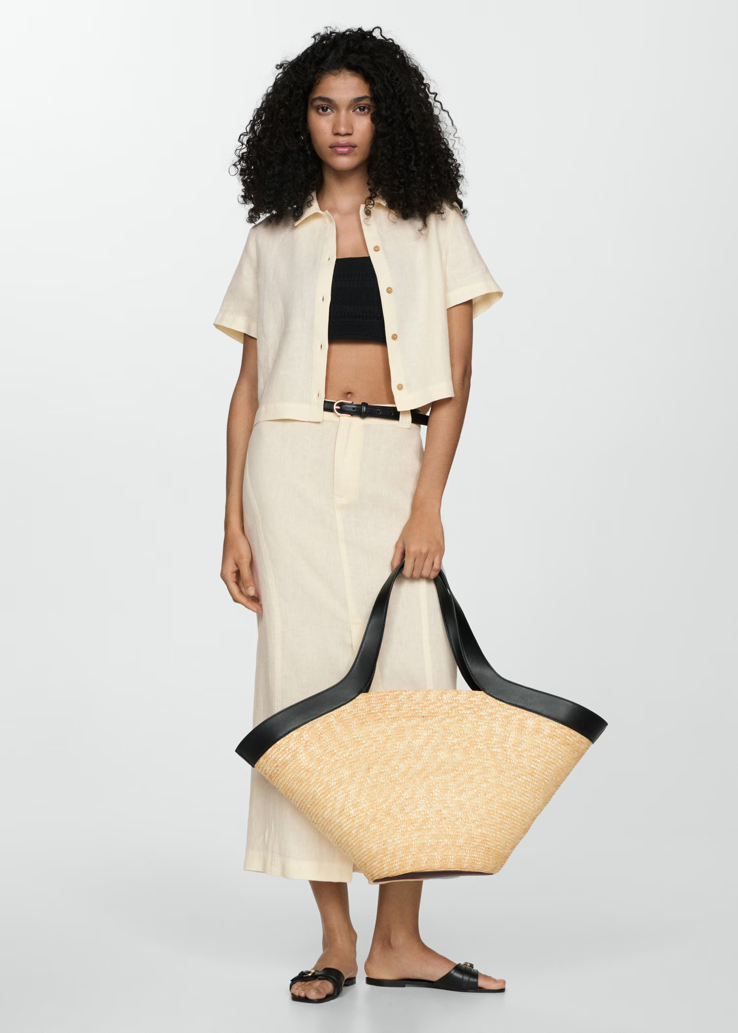 Short sleeve linen-blend shirt - Woman | MANGO United Kingdom | MANGO (UK)