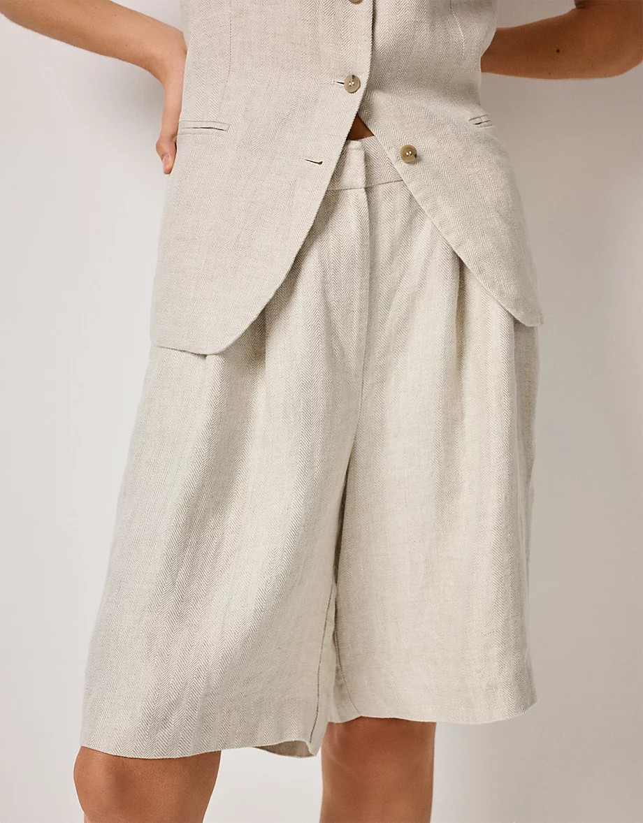 Bermuda Herringbone Linen Shorts | The White Company UK & ROW