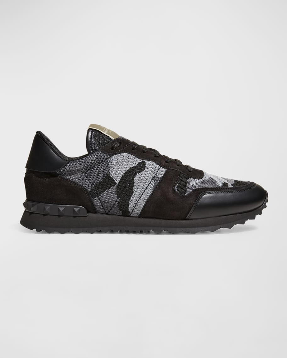 Valentino Garavani Men's Camouflage Knit Low-Top Sneakers | Neiman Marcus