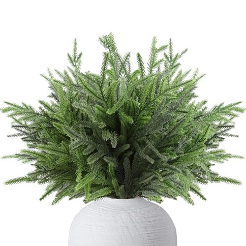 Cllayees 24" Extra Long Artificial Norfolk Pine Stems - 12 Pack Real Touch Christmas Greenery for DIY Wreaths Vase, Large Mantel Decor, Indoor/Outdoor Holiday Arrangements (Faux Pine Branches) | Amazon (US)