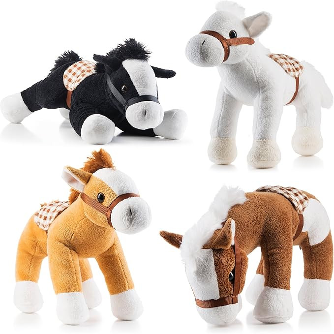 PREXTEX Bulk Jumbo 10'' Tall Plush Horses Stuffed Animal Horses Toys - 4 Pack | Party Favor Gifts... | Amazon (US)