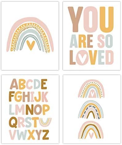 Designs by Maria Inc. Rainbow Prints Set of 4 (Unframed) Nursery Decor Art. Pretty Pastel Colors.... | Amazon (US)