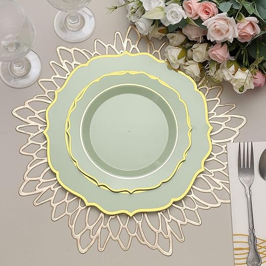 Efavormart 10 Pack | 8" Sage Green Plastic Dessert Salad Plates, Disposable Tableware Round With ... | Amazon (US)