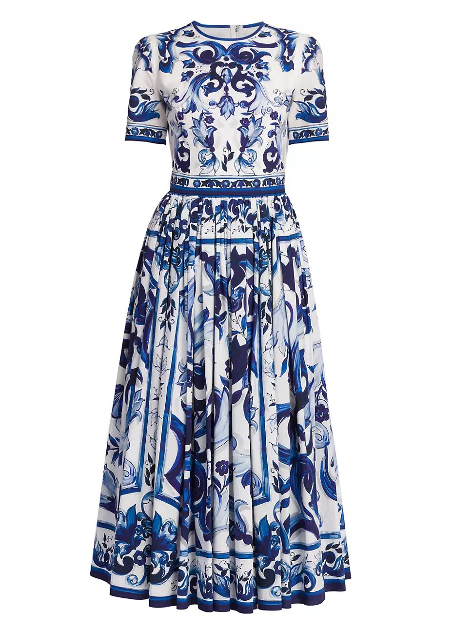 Blu Mediterraneo Printed Fit & Flare Midi-Dress | Saks Fifth Avenue
