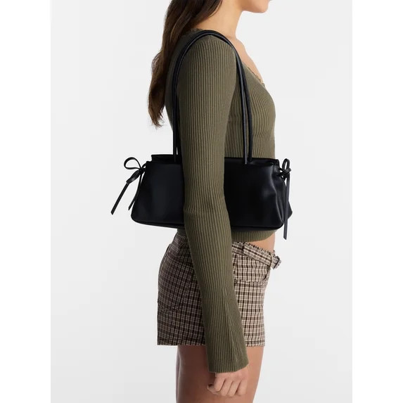 No Boundaries Women's Bow Shoulder Bag, Black | Walmart (US)