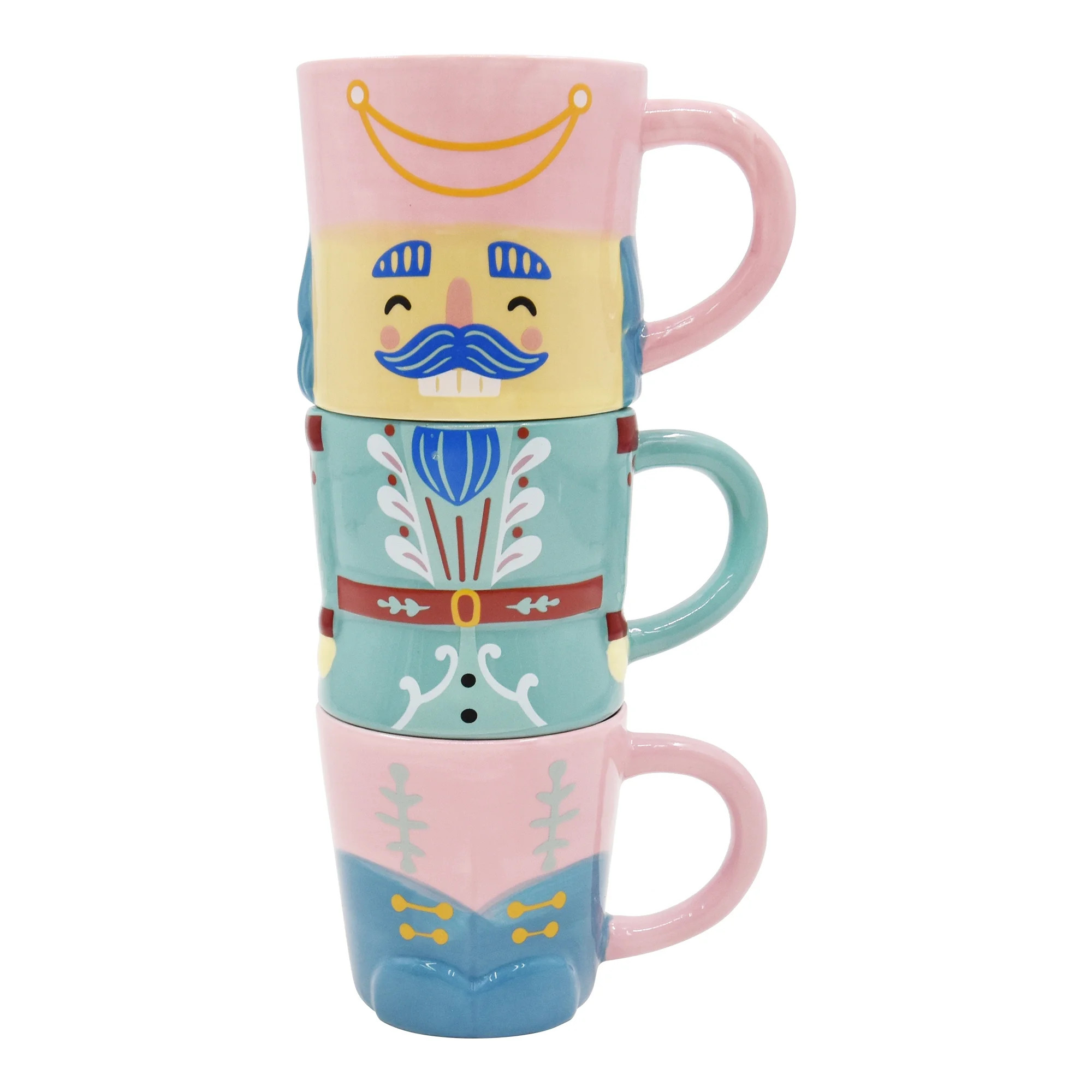 Holiday Time 3 pack Stoneware Christmas Pink Nutcracker Stackable Mug Set, Festive Drinkware | Walmart (CA)