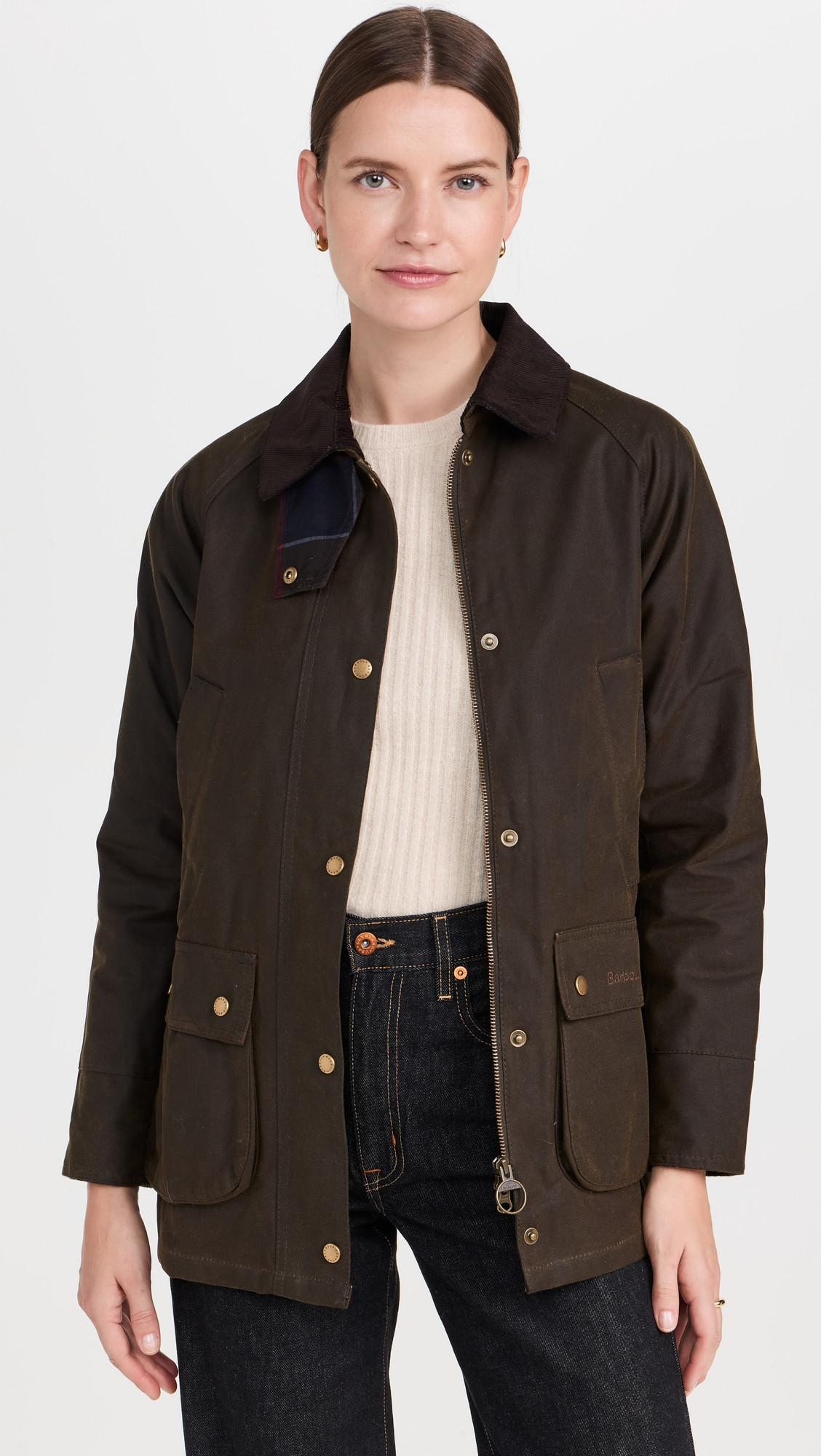 Barbour Barbour Acorn Wax Barn Jacket Olive/Classic 10 | Shopbop