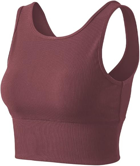 Workout Crop Tank Tops for Women Solid Comfort Sleeveless Shirts for Casual Sports Fitness Yoga Reve | Amazon (US)