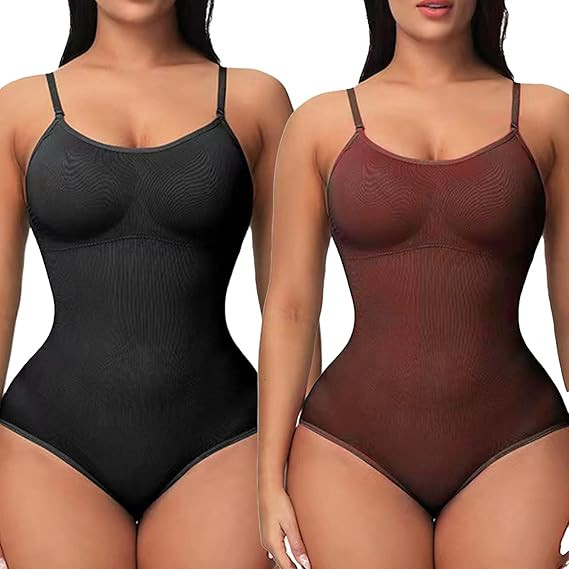 2 Pack Bodysuit for Women - Seamless Tummy Control Shapewear Sculpting Thong Sleeveless Women Bod... | Amazon (US)